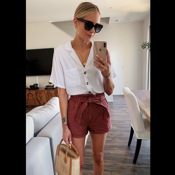 Abercrombie & Fitch denim shorts with paperbag waist - Picture 4 of 6